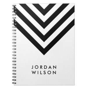 Carnet Blanc minimaliste moderne avec Chevron noir