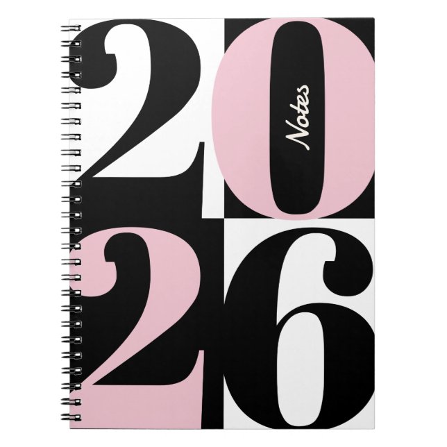 Carnet Blanc Noir et Rose Rose Clair Bloc de Couleurs Aud (Devant)