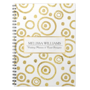 Carnet Blanc & Pail Gold Texture Cercles d'impression Mot