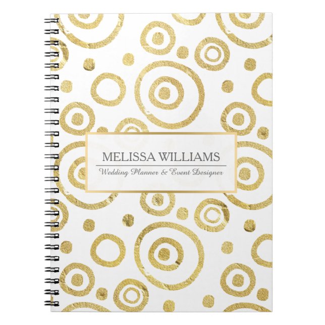 Carnet Blanc & Pail Gold Texture Cercles d'impression Mot (Devant)