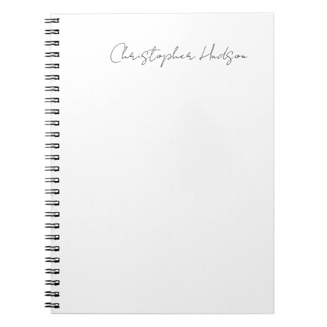 Carnet Blanc Professionnel Simple Calligraphie Chic Créat (Devant)