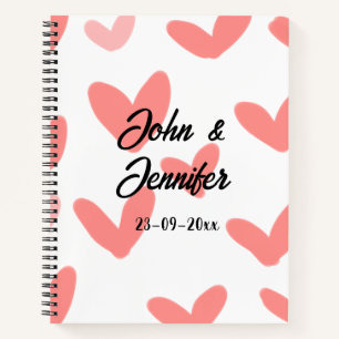 Carnet blanc simple style de texte mariage rouge coeur