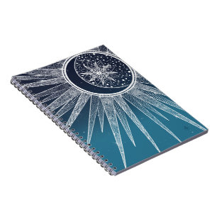 Carnet Blanc Sun Moon Mandala Blue Gradient Design