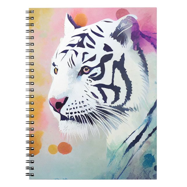 Carnet Blanc Tigre Sauvage Nature Animaux Couleurs Art Pe (Devant)