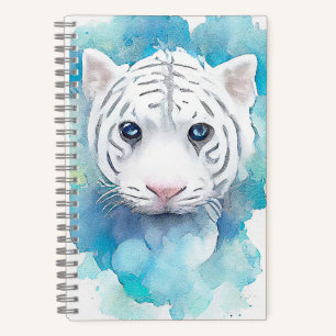 Carnet Blanc Tigre sauvage Nature Aquarelle Art