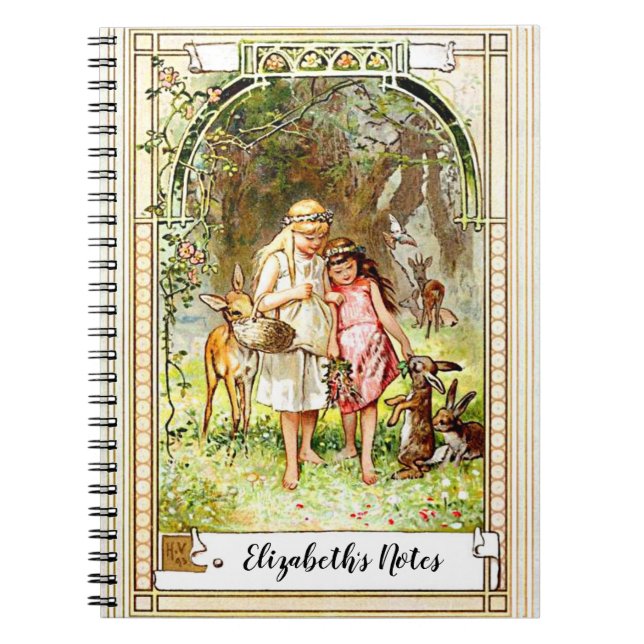 Carnet Blanche-Neige et Rose Rouge vintage personnalisé   (Devant)