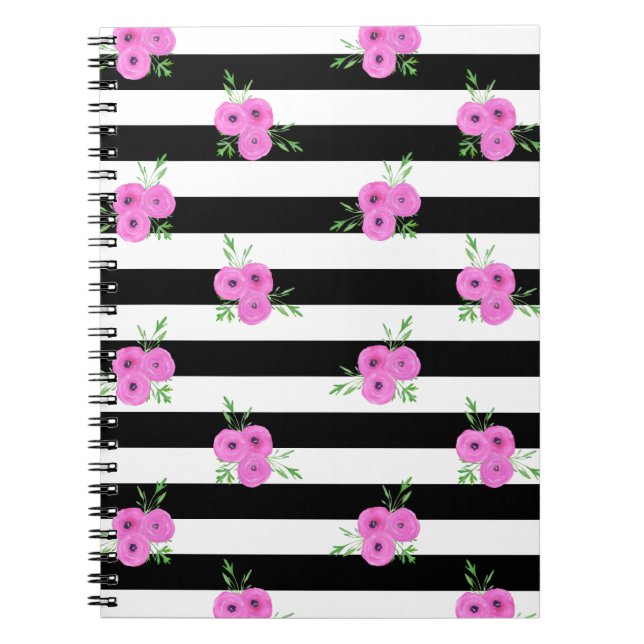 Carnet Blancs noirs Ranunculus rose Flore (Devant)