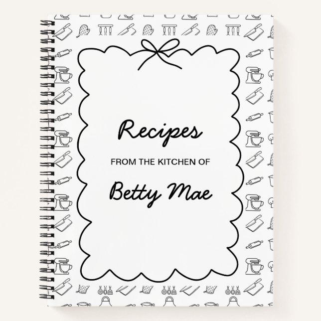 Carnet Blank B&W Cookbook Write Your Own Favorite Recipe  (Devant)