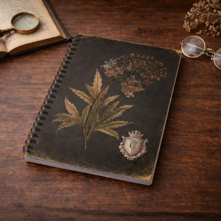 Carnet Blason de monogramme botanique gothique vintage