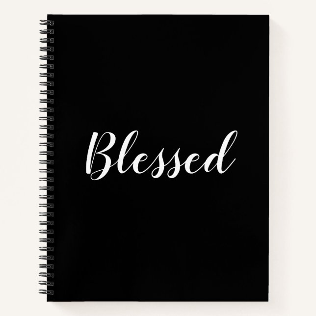 Carnet Blessé noir blanc script personnalisé texte élégan (Devant)