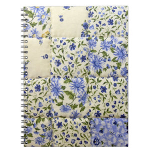 Carnet Bleu à l'ancienne Motif de courtepointe