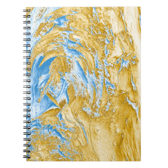 Carnet Bleu Abstrait : Touches dorées. (Devant)