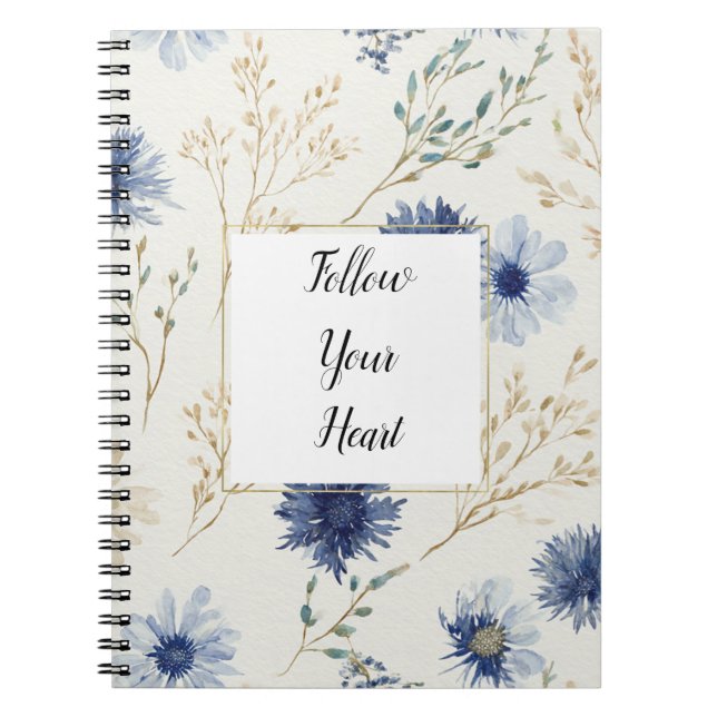 Carnet Bleu Blanc Floral   (Devant)