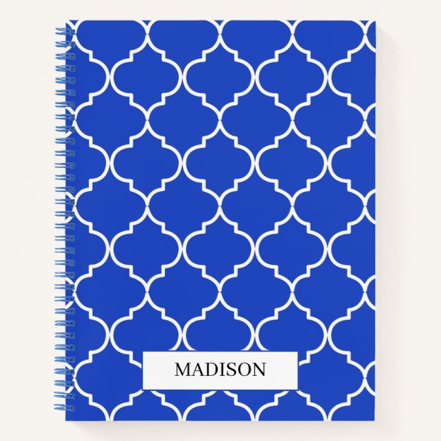 Carnet Bleu & Blanc Méditerranéen Motif marocain (Devant)