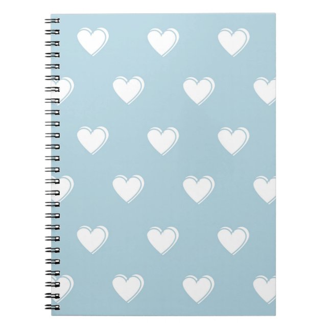 Carnet Bleu blanc mignon simple Motif de coeur (Devant)