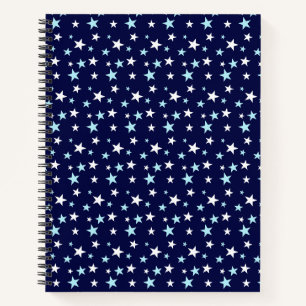 Carnet Bleu clair et étoiles blanches sur fond bleu marin