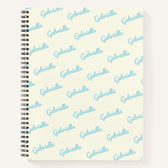 Carnet Bleu clair mou Nom de script personnalisé Esquisse (Devant)