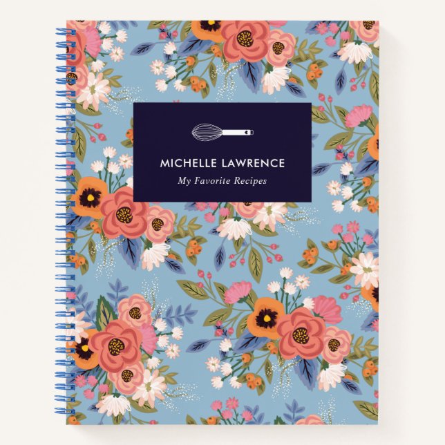Carnet Bleu clair & Pastels Boho Motif Floral (Devant)