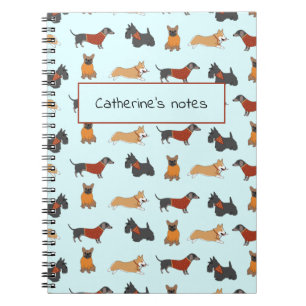 Carnet bleu clair pour petit chien Motif