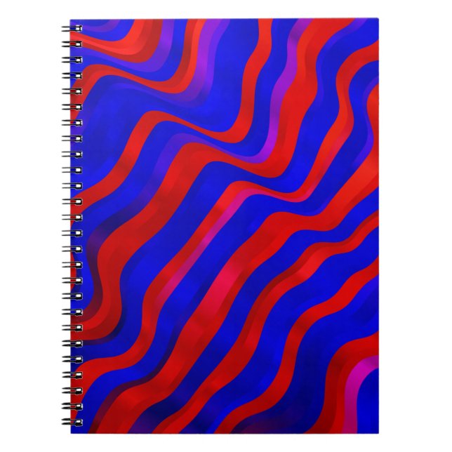 Carnet Bleu clair, texture rouge avec lignes rouges. Dégr (Devant)
