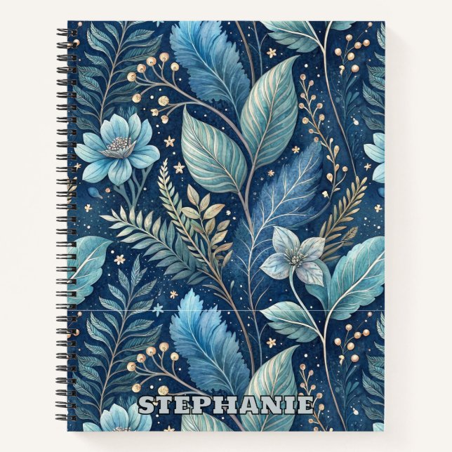 Carnet Bleu complexe et vert botanique - bleu foncé étoil (Devant)