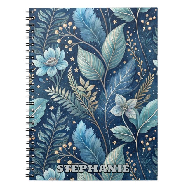Carnet Bleu complexe et vert botanique - bleu foncé étoil (Devant)