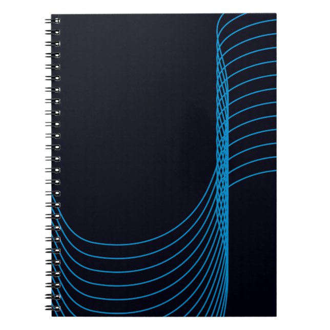 Carnet Bleu, cool, moderne, tendance, lignes courbes simp (Devant)