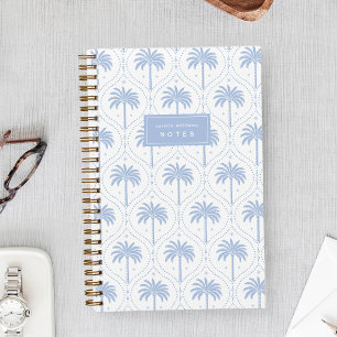 Carnet Bleu Côtiers Treillis de Palmier Personnalisé