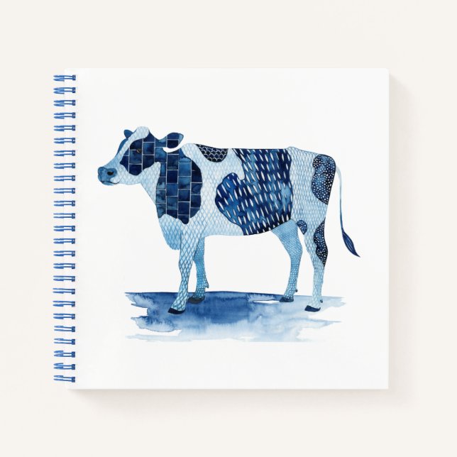 Carnet Bleu de cobalt Animaux de ferme - Vache (Devant)
