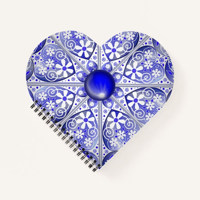 Carnet Bleu de dentelle en céramique de Grèce (Devant)