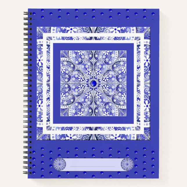 Carnet Bleu de dentelle en céramique de Grèce (Devant)