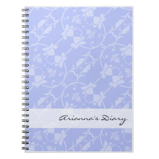 Carnet bleu de journal intime de damassé de