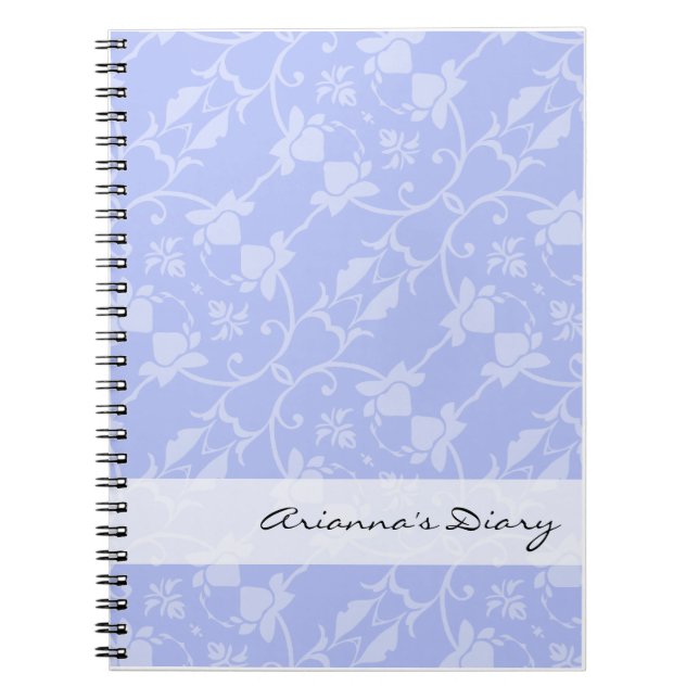 Carnet bleu de journal intime de damassé de (Devant)