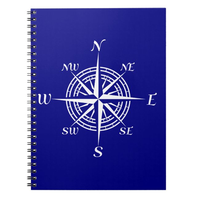 Carnet Bleu de marine sur le Rose de boussole côtière bla (Devant)