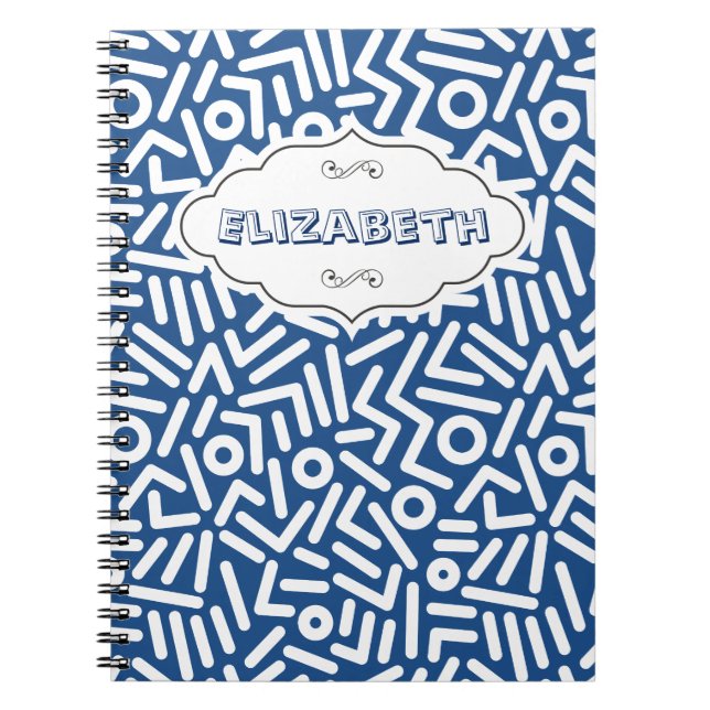 Carnet bleu de motif de monogramme de seamles de (Devant)