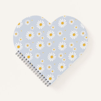 Carnet Bleu Douce & Marguerite Blanche Cœur – Floral Mini