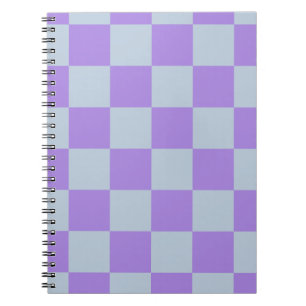 Carnet Bleu doux et À damiers lavande