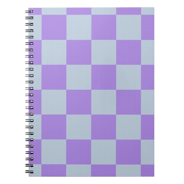 Carnet Bleu doux et À damiers lavande (Devant)