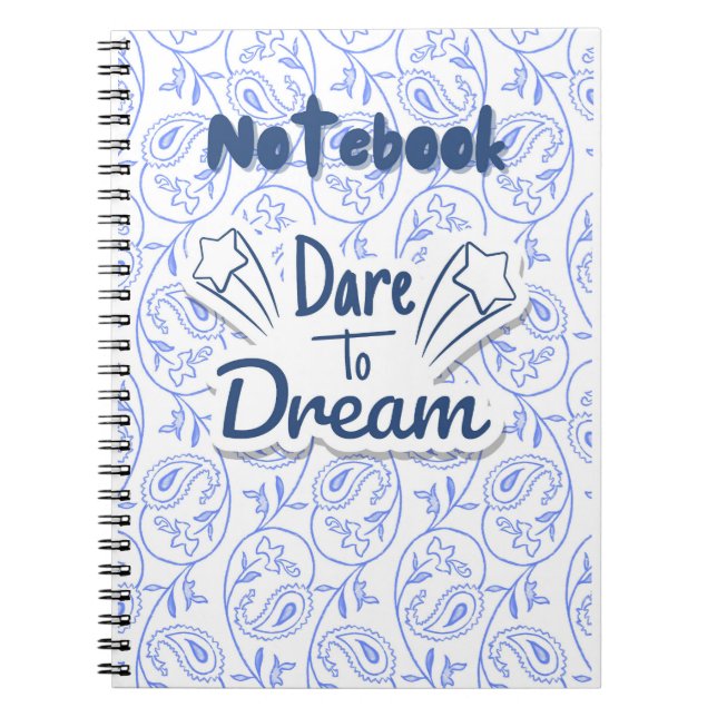 Carnet Bleu et blanc Paisley Dreamy Motivational (Devant)
