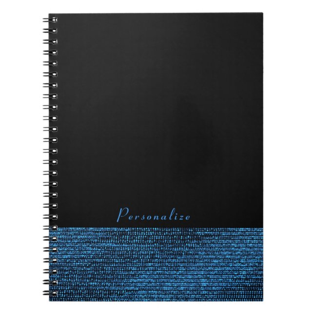 Carnet Bleu et noir Moderne Glamour Sequins Élégant Chic (Devant)