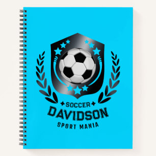 Carnet Bleu et noir Personnalisé Football Texte personnal