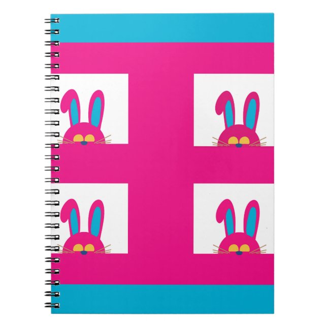 Carnet Bleu et rose de Pâques lapin (Devant)