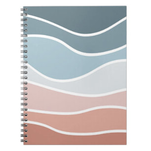 Carnet Bleu et rose style rétro vagues design