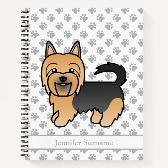 Carnet Bleu Et Tan Australien Terrier Cute Dessin Chien (Devant)