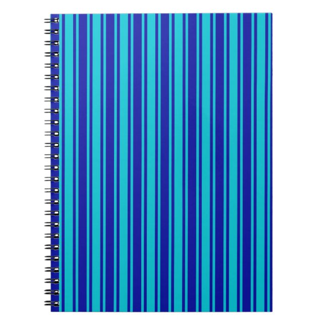 Carnet Bleu et turquoise bandes bonbons (Devant)