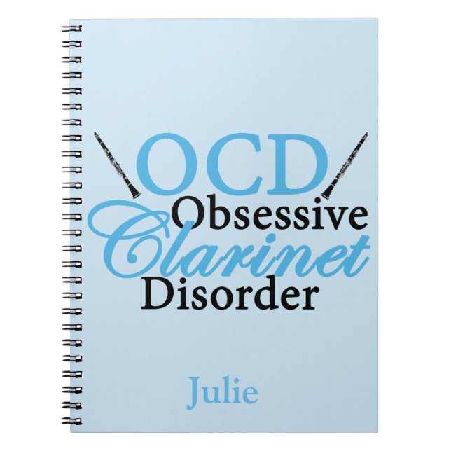 Carnet Bleu fait sur commande de clarinette mignonne (Devant)