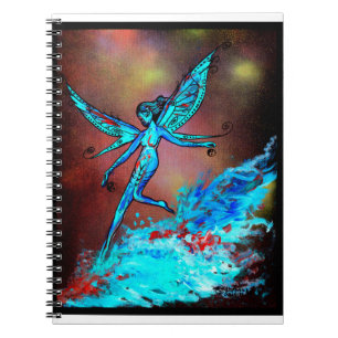 Carnet bleu fée eau mermaid papillon ailes fille dame