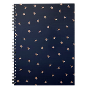Carnet Bleu foncé et rose or rose pailleté étoiles étoilé