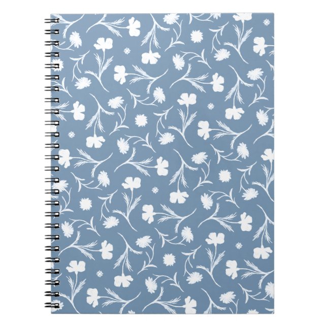 Carnet Bleu gris blanc Liberté motif floral élégant Pop (Devant)