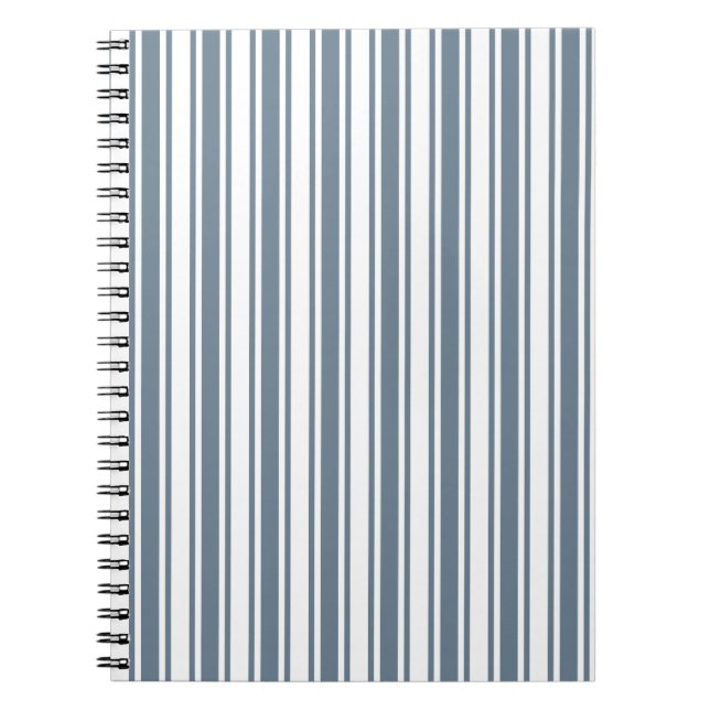 Carnet Bleu gris et blanc rayures de bonbons (Devant)